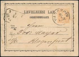 ~1872 2kr PS-card, ~1872 2kr díjjegyes levelezőlap "VARAZDIN / JUT." - Klagenfurt