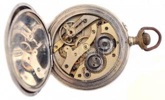 Remontoire 6 köves svájci zsebóra. Sérült számlappal, fém tokkal, működő szerkezettel. d: 50 mm