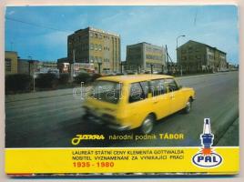 PAL - Jiskra národni podnik Tábor - PAL cseh gyújtógyertya reklám 12 modern képeslappal saját tokjában / 12 modern Czech spark plug advertising postcards in case