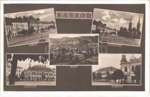 1943 Naszód, Nasaud; Fő utca, Fő tér, községháza, állami iskola / main street and square, town hall, school