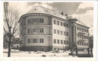 1944 Csíkszereda, Miercurea Ciuc; MÁV palota télen. Andory Aladics Zoltán mérnök felvétele / palace of the Hungarian State Railways, winter