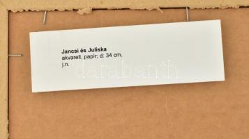 Lakatos Artúr (1880-1968): Jancsi és Juliska. Akvarell, ceruza, papír, kartonra kasírozva. Jelzés né...
