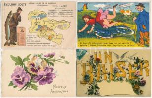 55 db RÉGI motívum képeslap vegyes minőségben: üdvözlő, művész, gyerek, hölgy / 55 pre-1945 motive postcards in mixed quality: greeting, art, children, lady