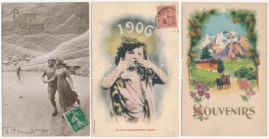 55 db RÉGI motívum képeslap vegyes minőségben: üdvözlő, művész, gyerek, hölgy / 55 pre-1945 motive p...