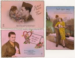6 db RÉGI motívum képeslap vegyes minőségben: katonai romantikus / 6 pre-1945 motive postcards in mi...