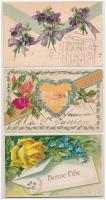 8 db RÉGI motívum képeslap vegyes minőségben: dombornyomott és litho üdvözlő / 8 pre-1945 motive postcards in mixed quality: embossed and litho greetings