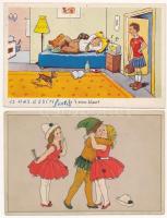 9 db RÉGI motívum képeslap vegyes minőségben: gyerek, humor / 9 pre-1945 motive postcards in mixed quality: children, humour