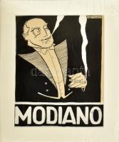 Kézdi-Kovács Elemér (1898-1976): Modiano cigaretta (reklámterv). Tus, fedőfehér, papír. Jelzett. Paszpartuban, 25×19,5 cm