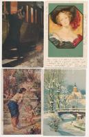 12 db RÉGI motívum képeslap vegyes minőségben: gyerek, hölgy, művész / 12 pre-1945 motive postcards in mixed quality: children, lady, art