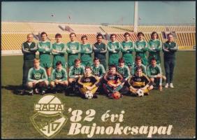 1982 A Rába ETO bajnokcsapat, fotó, 14,5×10,5 cm