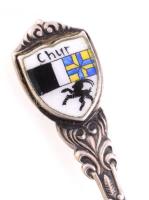 Ezüst (Ag) "Chur" címeres mokkás kanál, jelzett, h: 11 cm, bruttó: 12,78 g