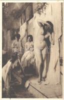 Bagno Pompeiano. R. Pinacoteca di Brera / Erotic nude art postcard s: Giuseppe Barbaglia