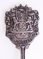 Ezüst (Ag) "Union fait la force" mokkás kanál, jelzett, h: 12,2 cm, nettó: 18,84 g