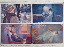 3 db album vegyes képeslapokkal és gyufacímkékkel, beragasztásokkal: több tucat háború előtti képesl...