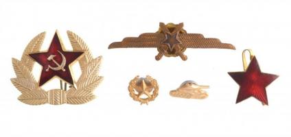 Szovjetunió DN 5xklf katonai jelvény, közte sapka- és minősítő jelvény T:1-2 Soviet Union ND 5xdiff military badge, within cap- and rating badge C:UNC-XF