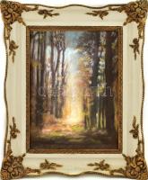 Jelzés nélkül: Erdőbelső. Pasztell, papír. Dekoratív fa keretben. 38,5×29 cm