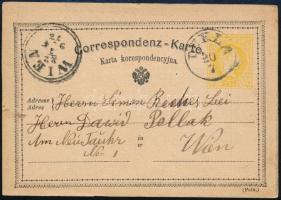 1873 Duklából Bécsbe írt héber nyelvű levelezőlap