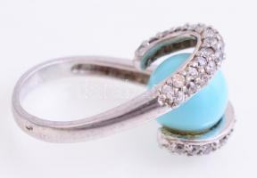 Ezüst (Ag) gyűrű kövekkel, jelzett, br. 6,61 g