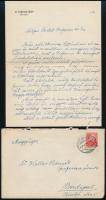 1935 Mezőtúr, Dr. Schulz Fülöp főrabbi levele Dr. Heller Bernátnak, borítékkal