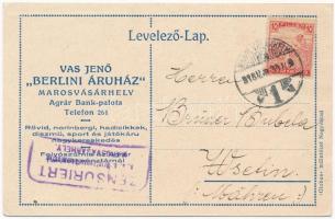 1918 Marosvásárhely, Targu Mures; Vas Jenő féle Berlini áruház reklámlapja. Globus műintézet / shop advertising card (EK)