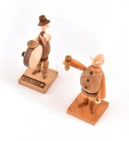 2 db lengyel fa játék figura, jelzett, egyik kartondobozban, m: 9 cm