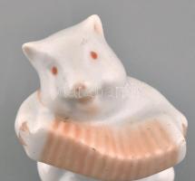 Herendi porcelán malac, kézzel festett, jelzett, apró kopásnyomokkal, m: 3,5 cm