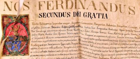 1886  II. Ferdinánd Szalay András részére szóló 1629-es adománylevelének hitelesített másolata a kir...