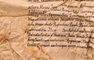 1886  II. Ferdinánd Szalay András részére szóló 1629-es adománylevelének hitelesített másolata a kir...