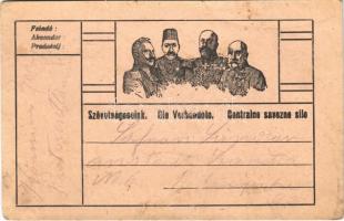 Szövetségeseink / Die Verbündete / WWI Austro-Hungarian K.u.K. military field postcard with Central Powers propaganda (kis szakadás / small tear)