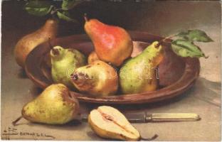 Still life art postcard with pears s: Bonnardel