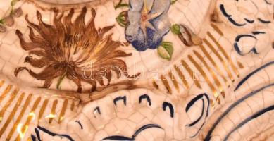 Fajansz mennyezeti lámpa, kézzel festett, réz akasztóval, mázrepedésekkel, hibákkal, repedéssel, d: ...