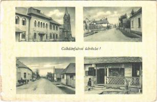 Csíkdánfalva, Danesti; utca, Hangya üzlet, templom, iskola / streets, cooperative shop, church, school (EK)