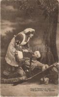 1915 Angyalt küldött a jó Isten / WWI Austro-Hungarian K.u.K. military, injured soldier with Red Cross nurse (EK)