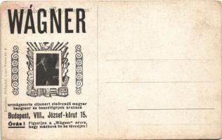 Herzliches Neujahrsgruss! Wágner hangszerkirály reklám a hátoldalon / New Year greeting art postcard...