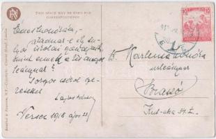 1918 "Dull" Children art postcard, girl with map. Reinthal & Newman Pubs. s: M. Sowerb...