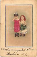 1901 Children art postcard. Emb. litho (EK)