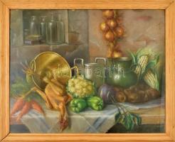 Jelzés nélkül, feltehetően a XX. sz. elején működött magyar festő alkotása: Csirkés csendélet. Paszt...