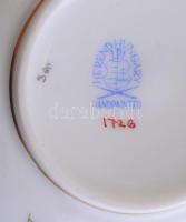 Herendi Viktória porcelán teás csésze aljjal. Kézzel festett, jelzett, hibátlan. d: 14 cm