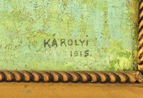 Károlyi Lajos (1877-1927): Tanya, 1915. Olaj, vászon, jelzett. Dekoratív fa keretben. 62x74 cm / Laj...