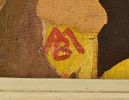 Barta Mária (1897-1969): Tulipános art deco hölgy, 1929 körül. Olaj, vászon, jelzett (ligatúrás). re...