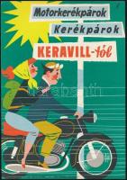 Villamosplakát: Motorkerékpárok kerékpárok, Keravill-tól, motorkerékpár, 23,5x16,5 cm