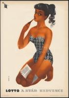 Villamosplakát: Lotto a nyár kedvence, Gr.: Sinka M., lány, toll, 23,5x16,5 cm
