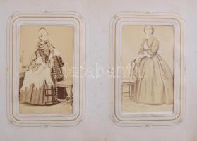 cca 1860 A Fabricius, Kuncz, Ghyczy családok fotóalbuma a családtagok és főrangú ismerőseik vizitkár...