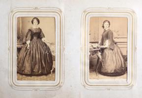 cca 1860 A Fabricius, Kuncz, Ghyczy családok fotóalbuma a családtagok és főrangú ismerőseik vizitkár...