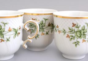 Hollóházi Erika mintás porcelán mokkás készlet. Kézzel festett, jelzett, hibátlan