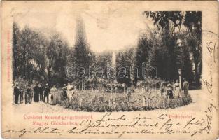 1899 (Vorläufer) Korond-gyógyfürdő, Corund; Magyar Gleichenberg, park. Gáspár Gyula kiadása / Hungarian Gleichenberg, spa park (EK)