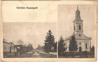 Repszeg, Rapsig; utca, templom / street, church (fl)