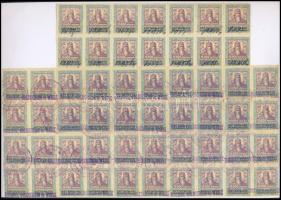 1924 10000K értékpapír forgalmi adóbélyeg 2 db ívtöredék, összesen 68 db bélyeg