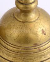 Vésett réz gyertyatartók párban. Egyiken sérüléssel m: 28 cm