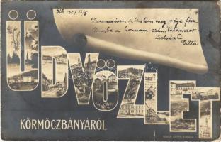 1907 Körmöcbánya, Kremnitz, Kremnica; Üdvözlet montázs / greeting montage (EK)